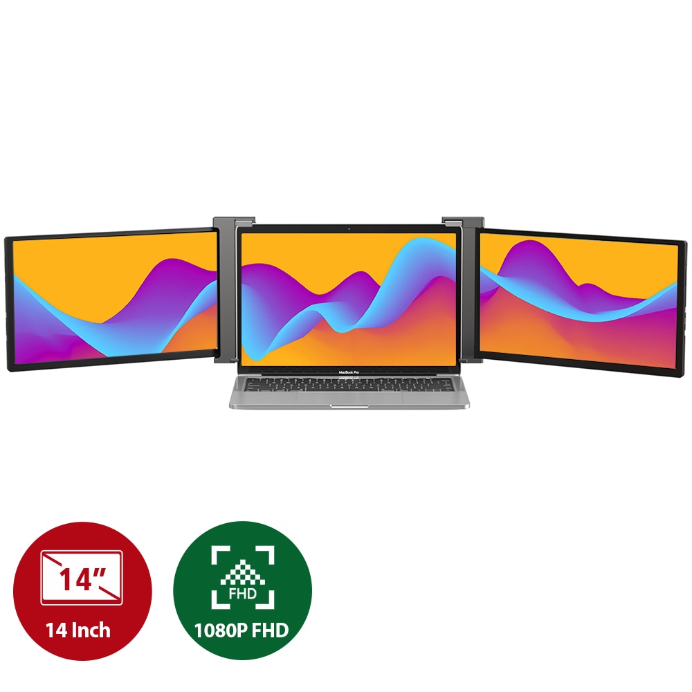 Monitor Panorâmico Triplo Display Portátil para Notebook 3 Telas MAX 13" - 14"