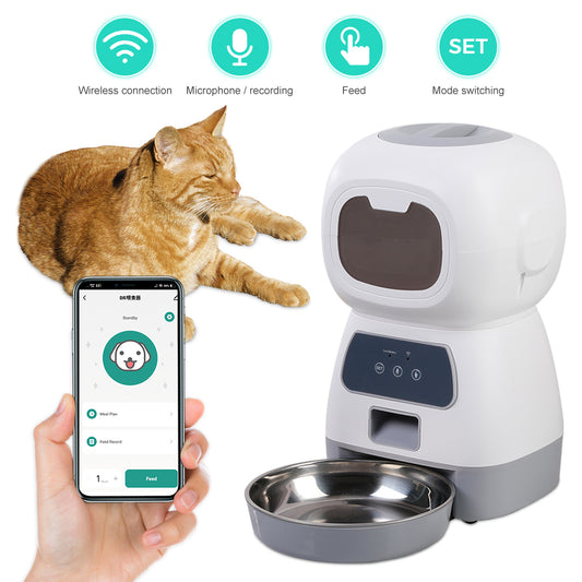 Robô Alimentador Automático com Voz Programado Wifi para Pet - Cães e Gatos